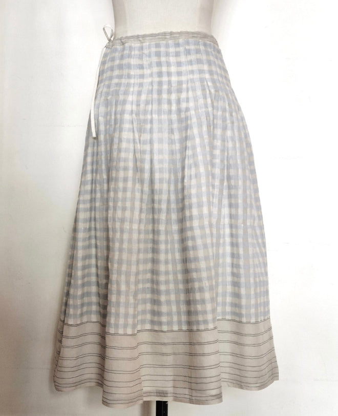 SKIRT VERACRUZ CHANDERI SILK CHECK BLOCK PRINT