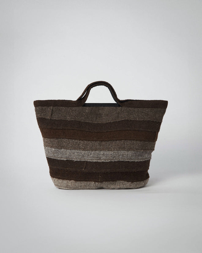 Tote Bag - Topo - Brown Wool Stripes